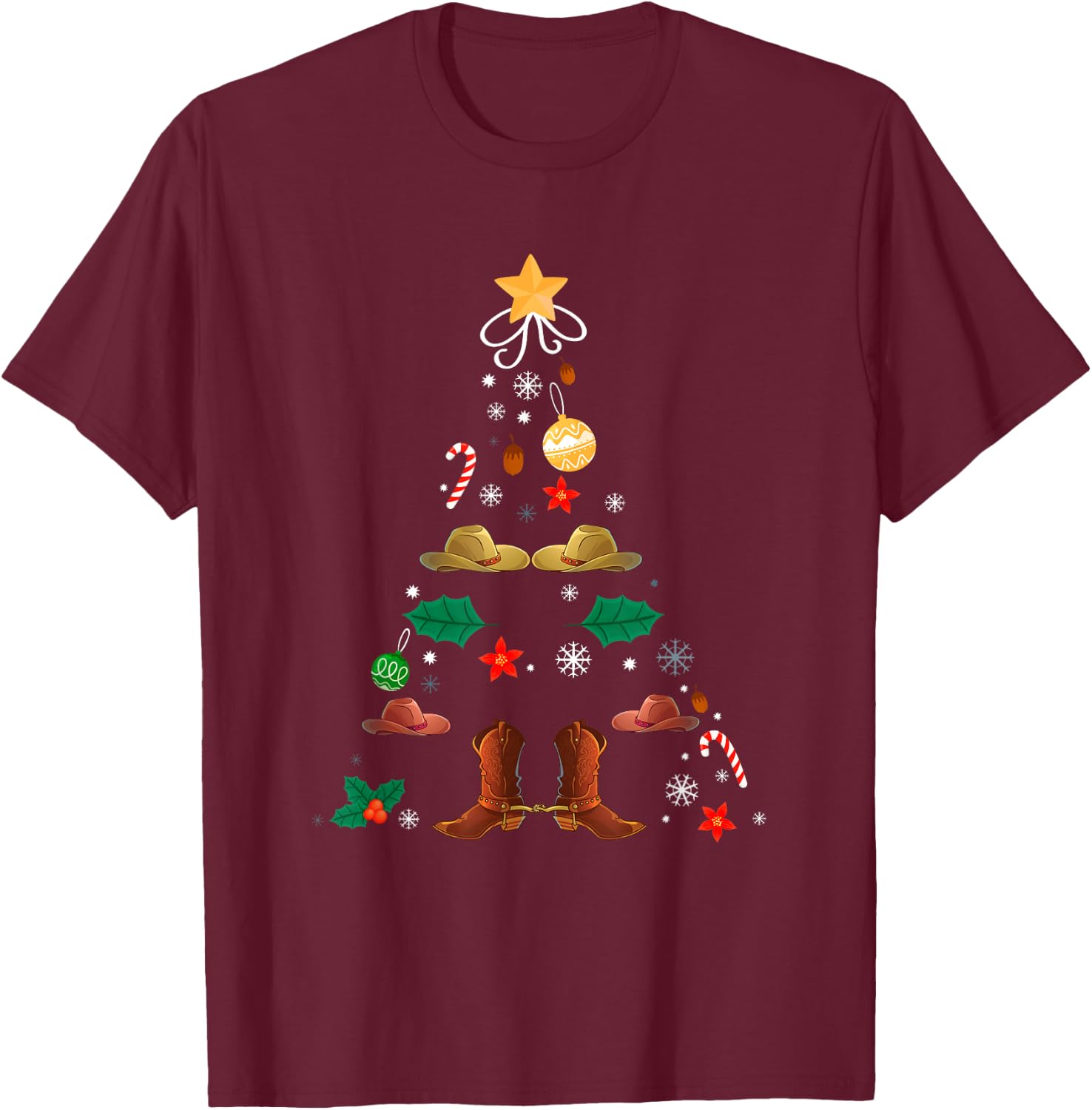 Christmas Tree Christmas New Year Line Dance Xmas Winter T-Shirt - T-Shirt | Maroon