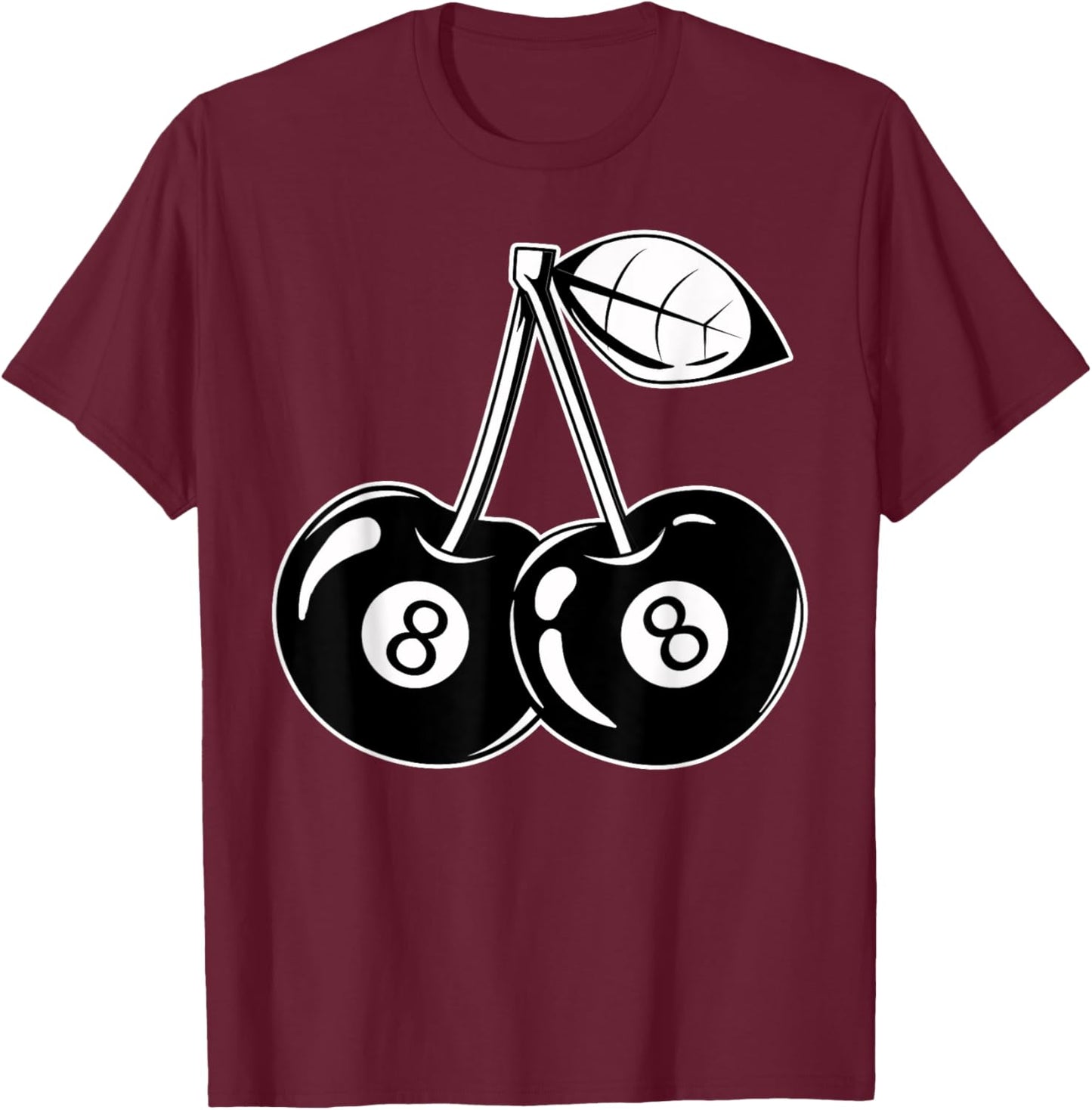 Lucky 8 Ball Black Cherry Lover Y2K Aesthetic Pool Billiard T-Shirt - T-Shirt | Maroon