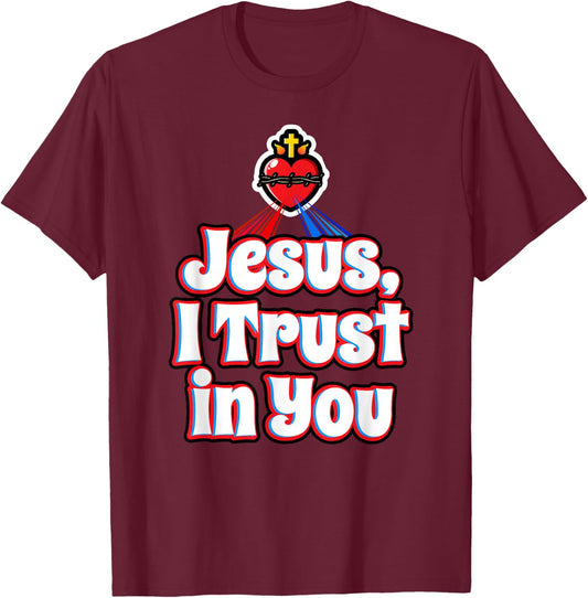 Divine Mercy for Kids Jesus I Trust in You Sacred Heart Cute T-Shirt - T-Shirt | Maroon