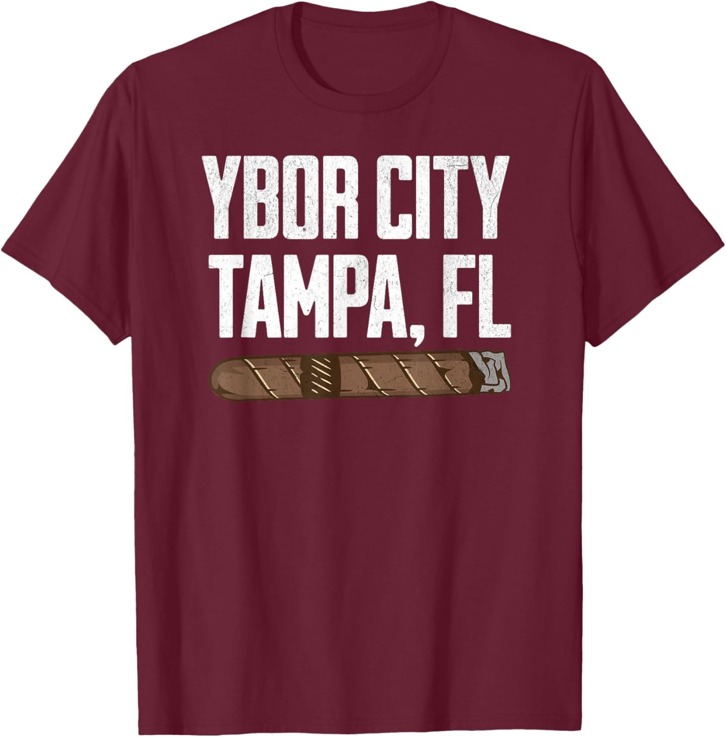 Ybor City Cigar History Tampa Florida City State Souvernir T-Shirt - T-Shirt | Maroon
