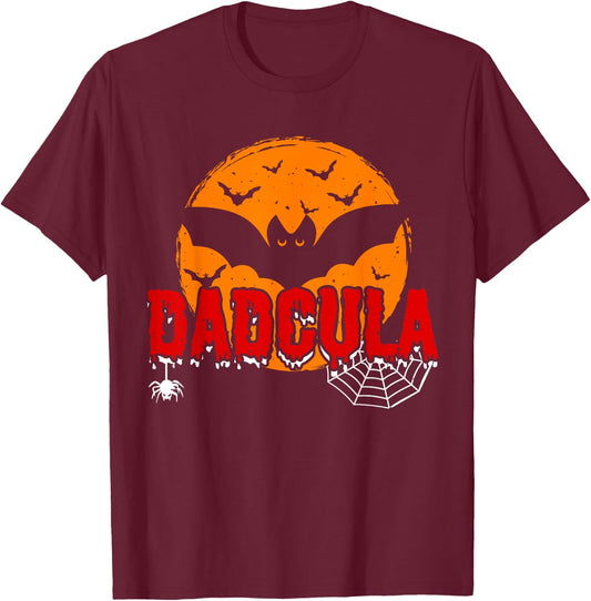 Dadcula Vampire Dad Vampire Costume Halloween Dracula Dad T-Shirt - T-Shirt | Maroon