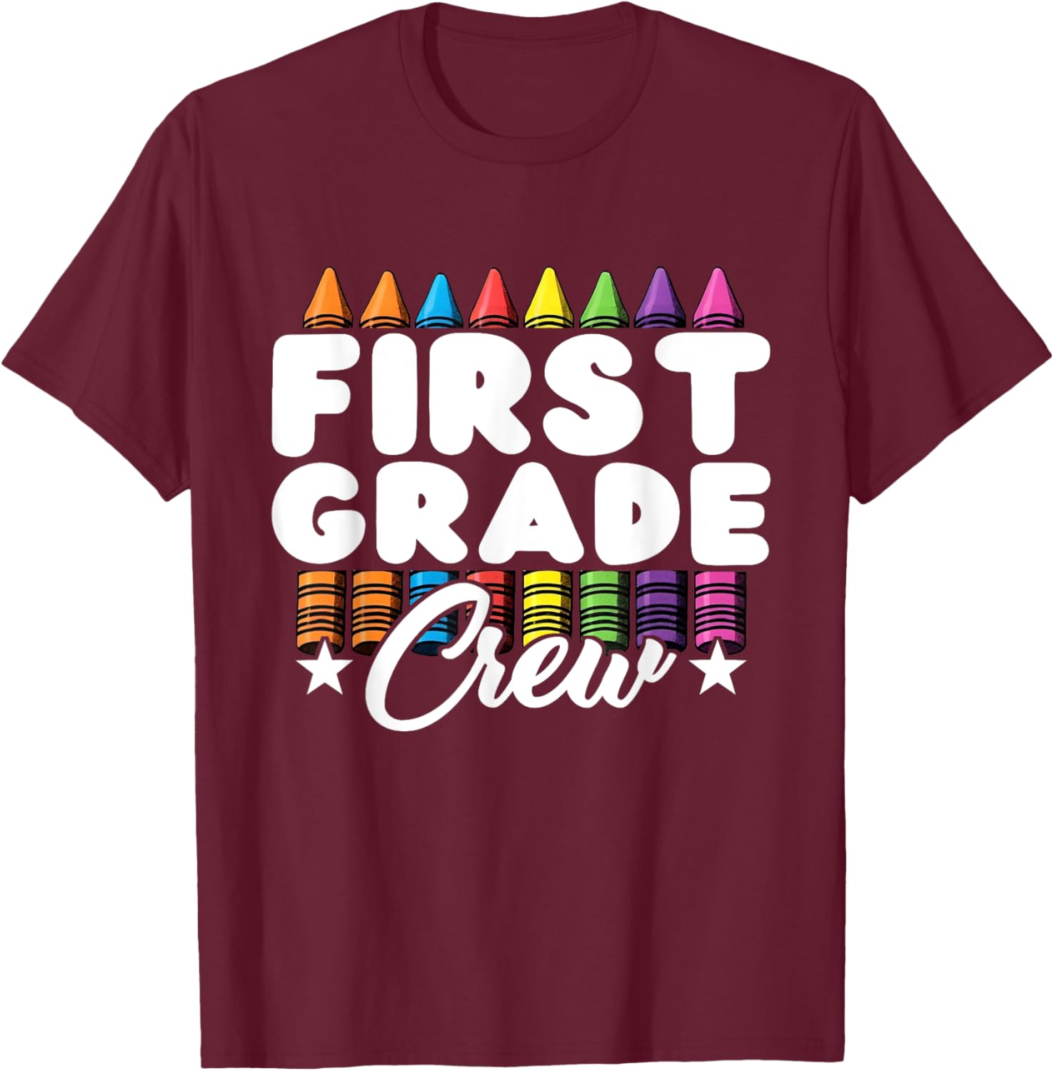 First Grade Crew Teacher Kids Team Back To School Squad T-Shirt - T-Shirt | Maroon
