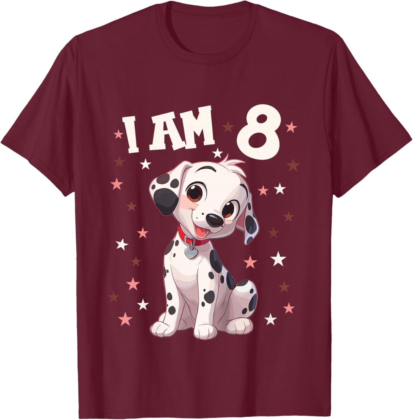 Kids 8 Years old 8th birthday Dalmatian Dogs Dalmatian Dog T-Shirt - T-Shirt | Maroon
