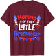 Funny 4th of July Birthday Mommy Of The Little Firecracker T-Shirt - T-Shirt | Maroon