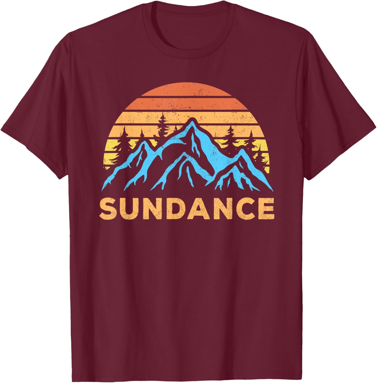 Vintage Sundance Utah Retro Mountain Ski Vacation Souvenir T-Shirt - T-Shirt | Maroon