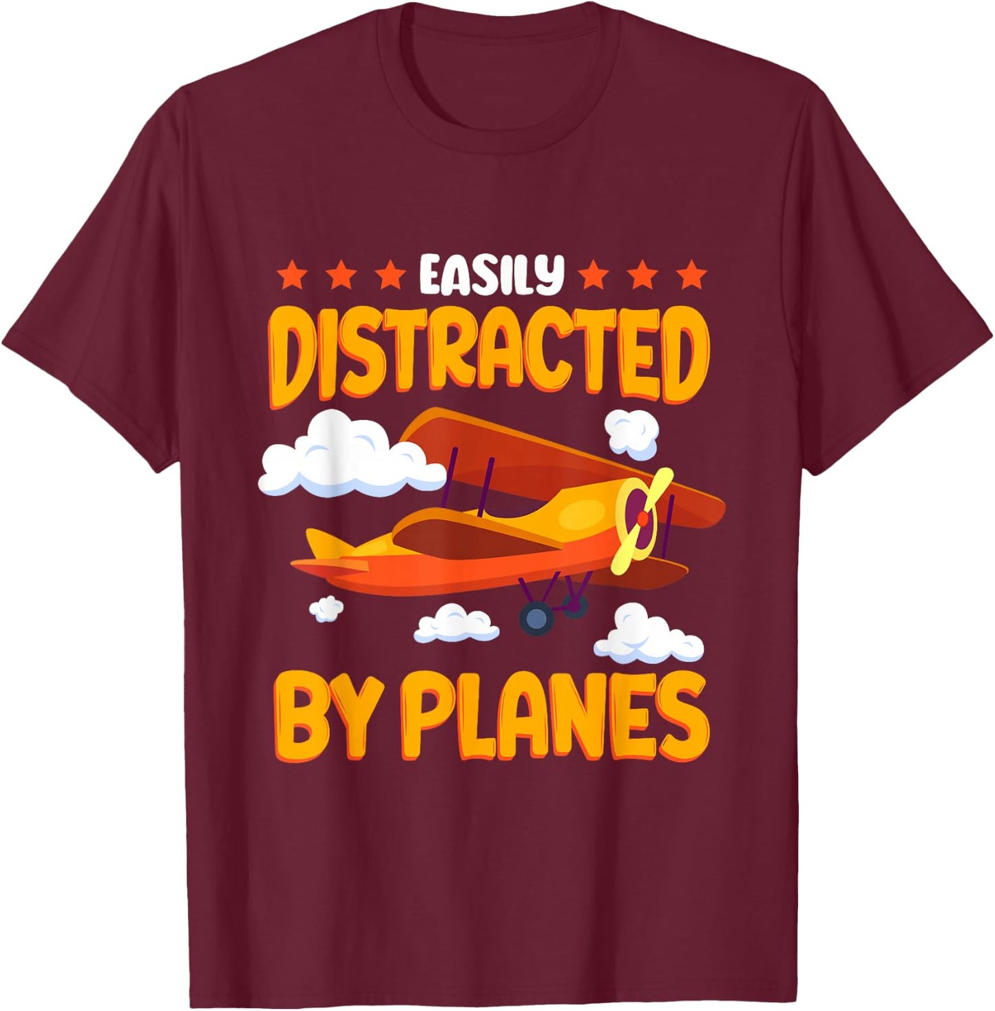 Airplane Lover Easily Distracted By Planes Kids T-Shirt - T-Shirt | Maroon