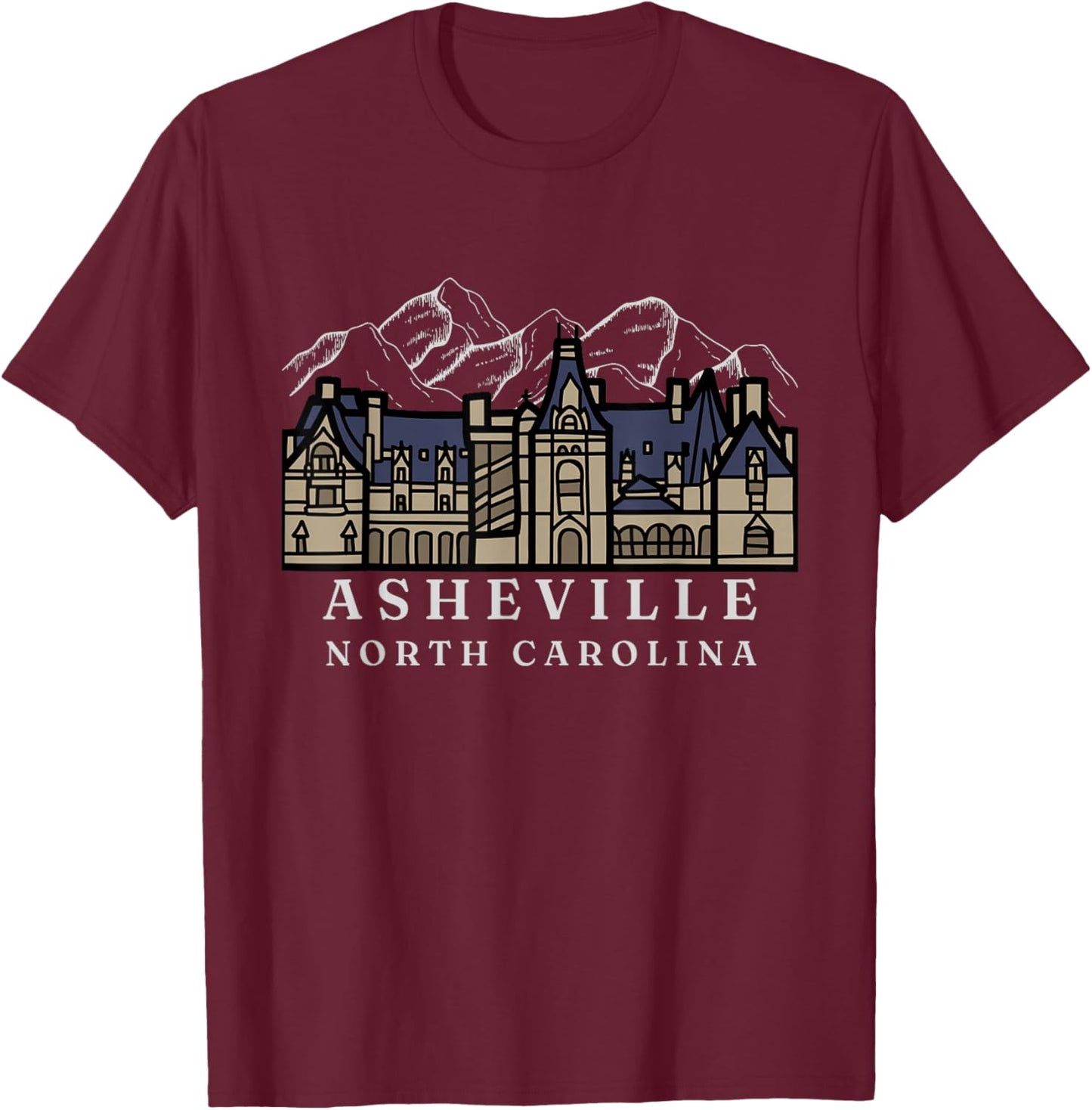 Mountains, North Carolina, Asheville, Biltmore. T-Shirt - T-Shirt | Maroon