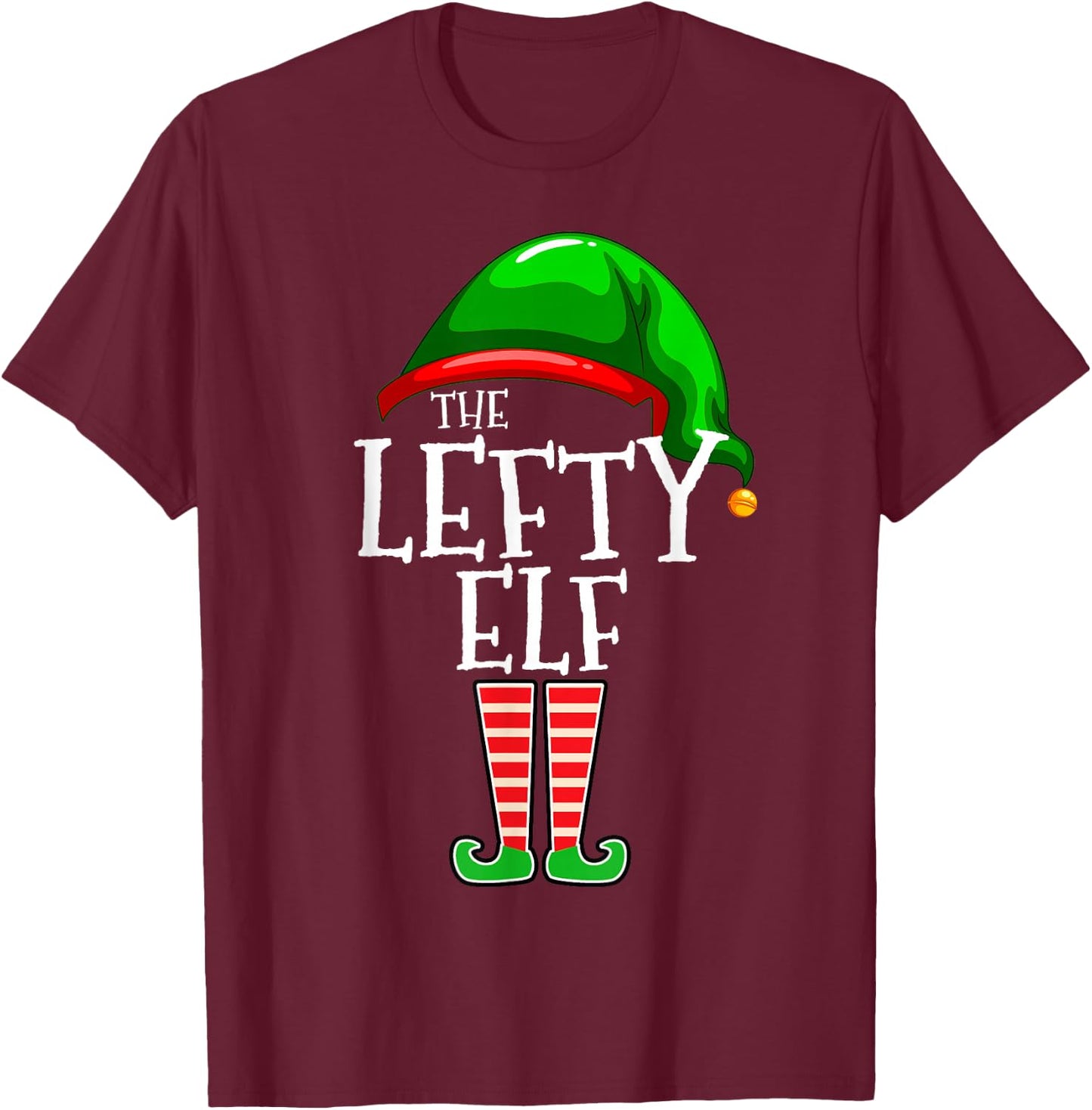 The Lefty Elf Family Matching Group Christmas Gift T-Shirt - T-Shirt | Maroon