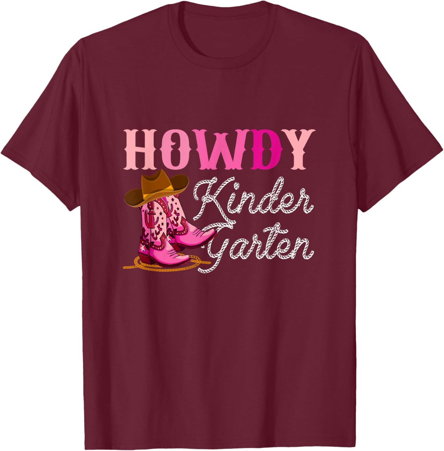 Howdy Kindergarten Teacher Rodeo Country Western Cowgirl T-Shirt - T-Shirt | Maroon