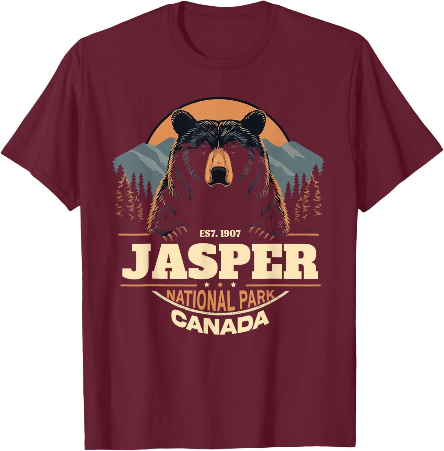 Jasper National Park British Columbia Canada T-Shirt - T-Shirt | Maroon
