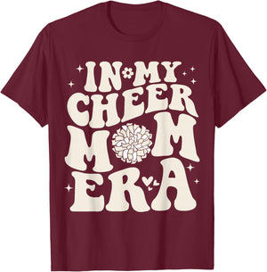 In My Cheer Mom Era Groovy Cheerleading Football Mom Women T-Shirt - T-Shirt | Maroon