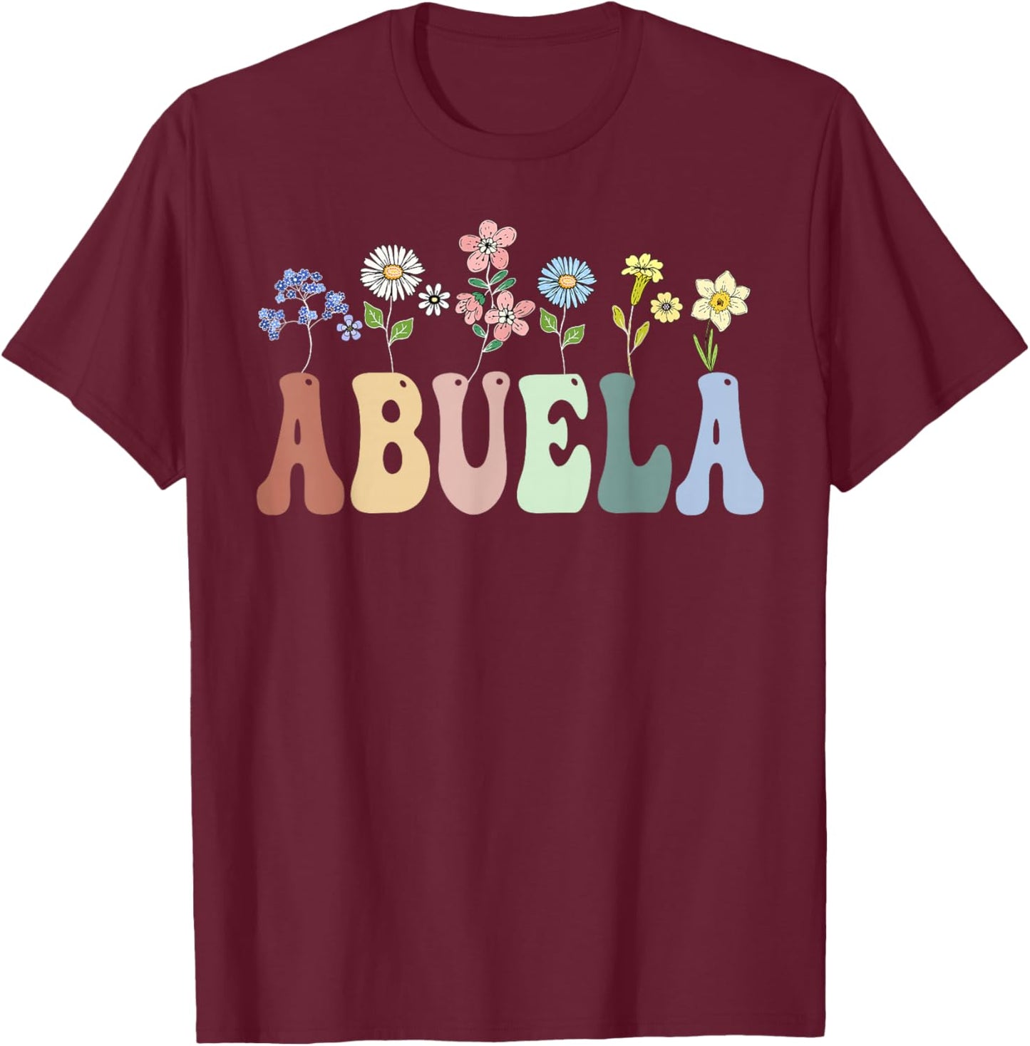 Abuela Gifts Women Wildflower Floral Design Abuela T-Shirt - T-Shirt | Maroon