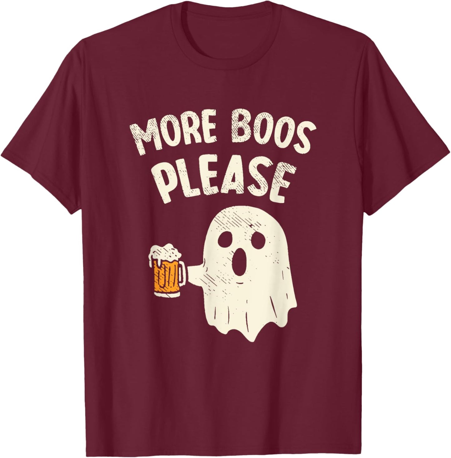 Retro More Boos Please Ghost Beer Halloween Costume Men Boys T-Shirt - T-Shirt | Maroon