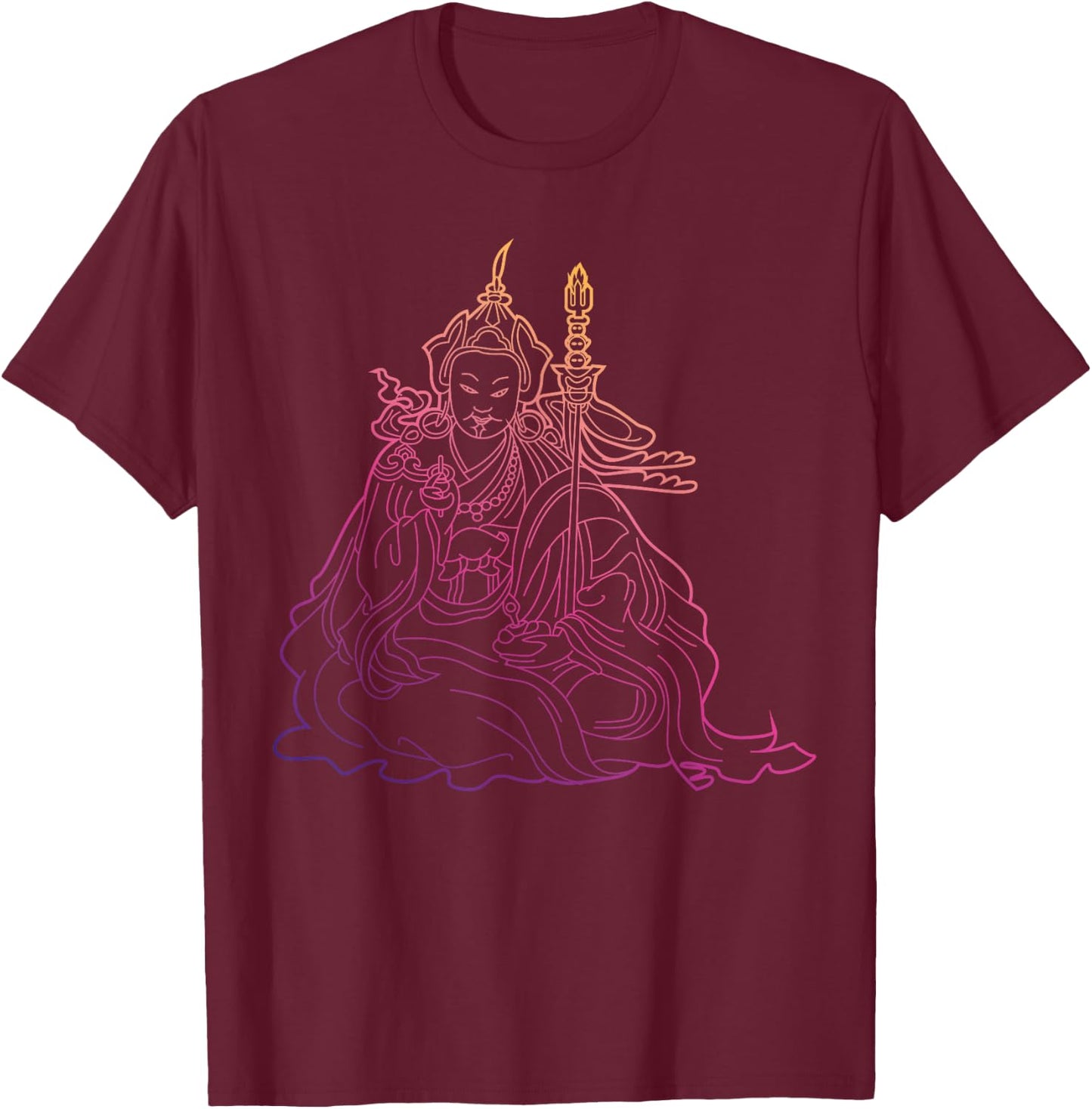 Padmasambhava Guru Rinpoche Tibetan Buddha T-Shirt - T-Shirt | Maroon