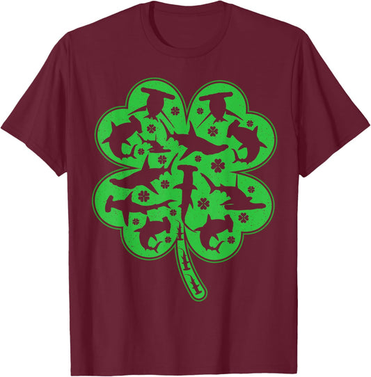 Irish Shamrock Leaf Hammerhead Shark St. Patrick's Day T-Shirt - T-Shirt | Maroon