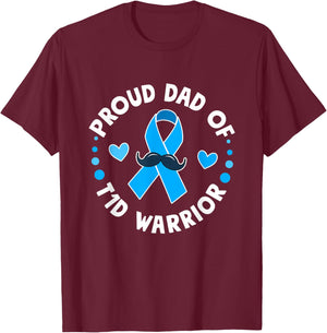 T1D Proud Dad Diabetes Awareness Type 1 T-Shirt - T-Shirt | Maroon