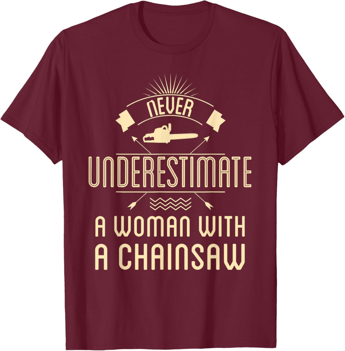 Female Arborist Women Chainsaw Girl Tree Trimmer Service T-Shirt - T-Shirt | Maroon
