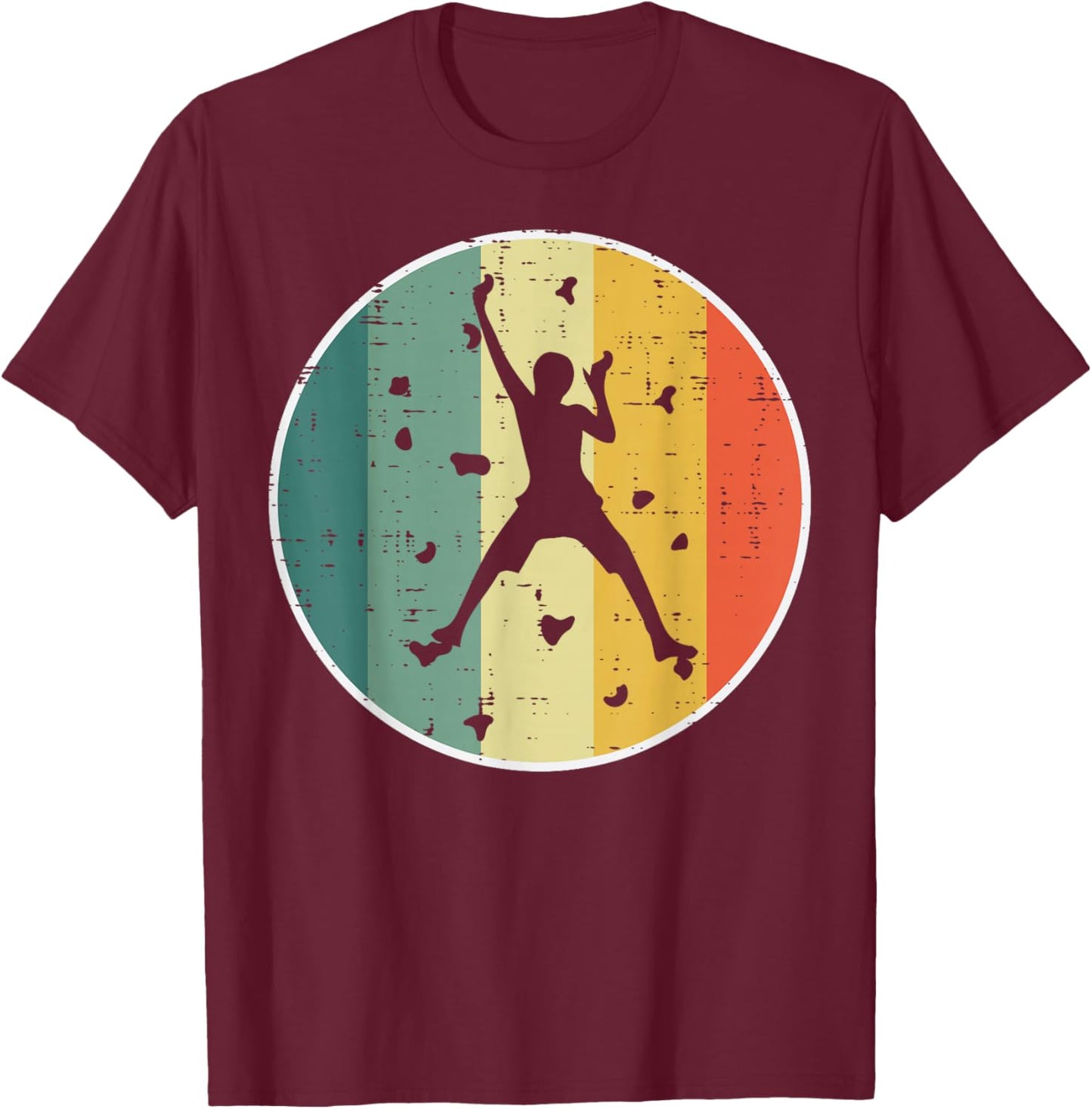Wall Climbing Retro Rock Climber Bouldering Men Women Kids T-Shirt - T-Shirt | Maroon