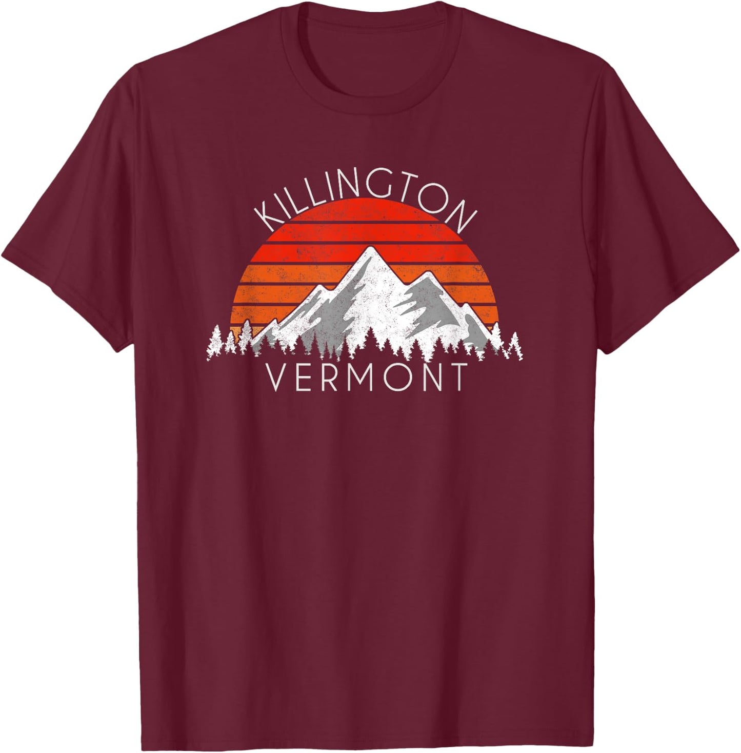 Retro Vintage Killington, Vermont Distressed T-Shirt - T-Shirt | Maroon