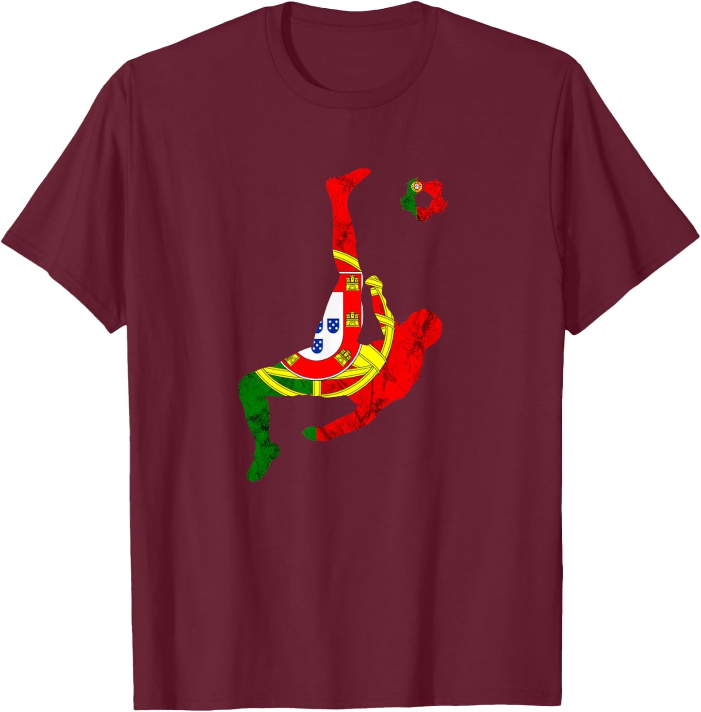 Portugal Portuguese Flag Futebol Portuguese Soccer Player T-Shirt - T-Shirt | Maroon