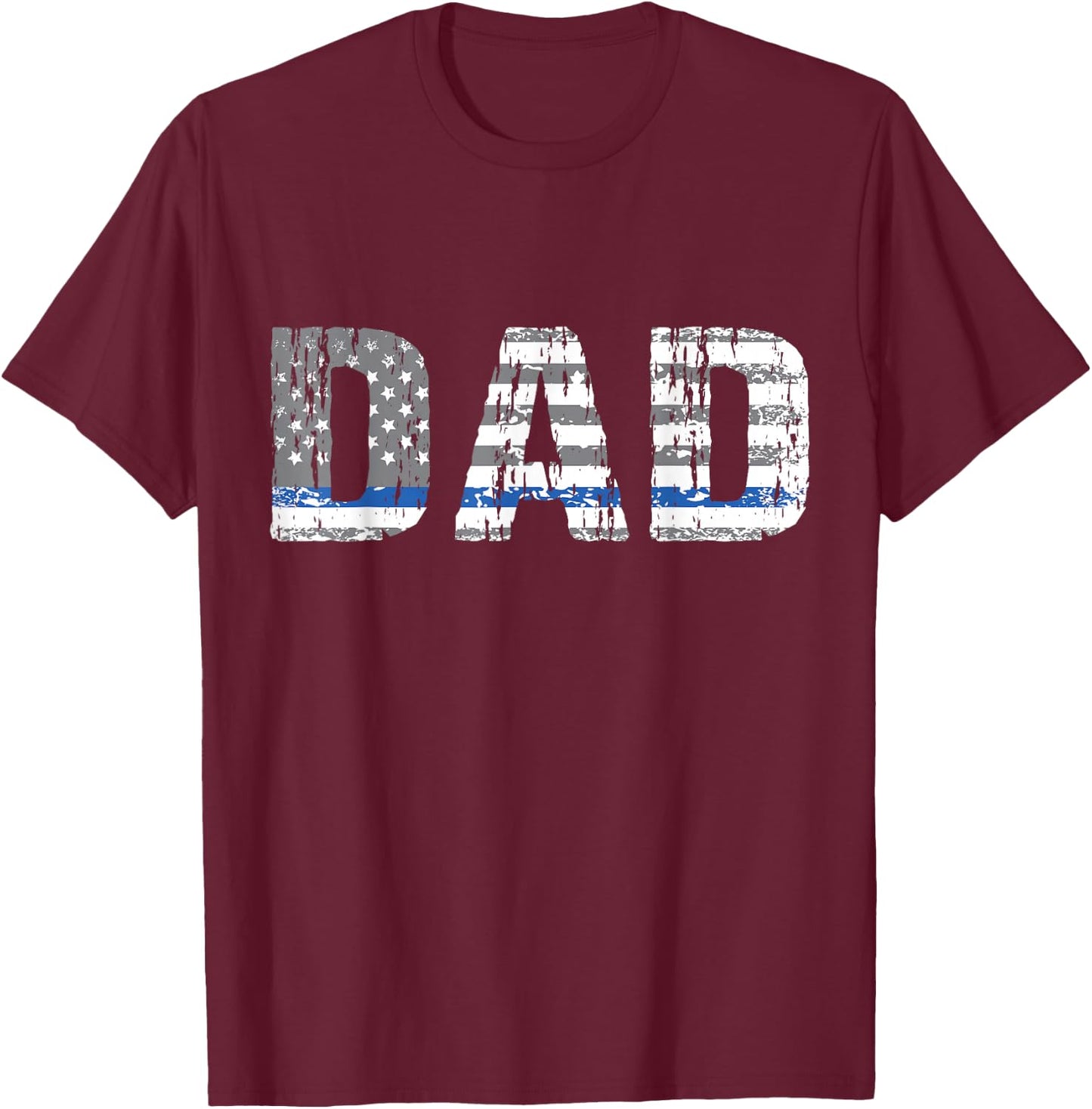 Thin Blue Line Police Dad Police Officer Supporter Father T-Shirt - T-Shirt | Maroon