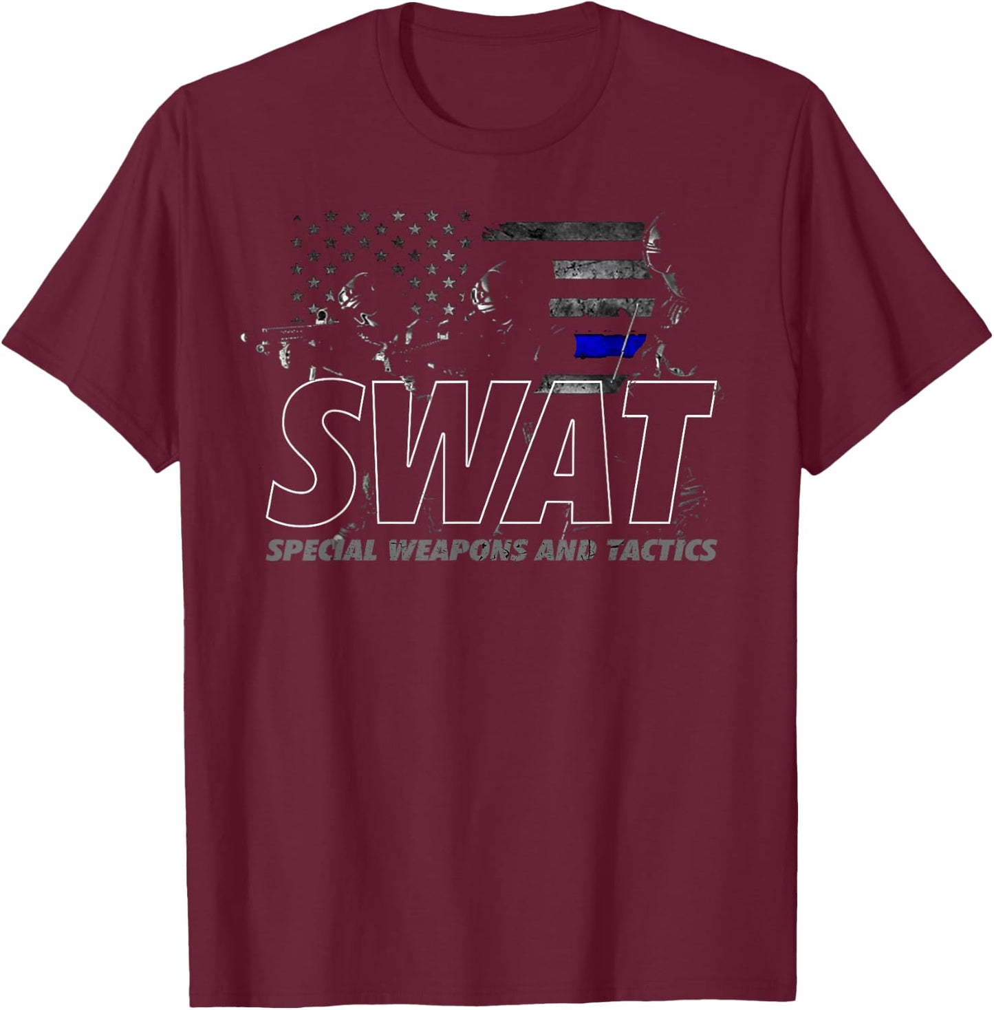 SWAT Special Weapons and Tactics Team Shirt, Police Officer T-Shirt - T-Shirt | Maroon