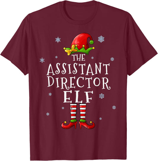 Assistant Director Elf Funny Xmas Groupe Matching Christmas T-Shirt - T-Shirt | Maroon