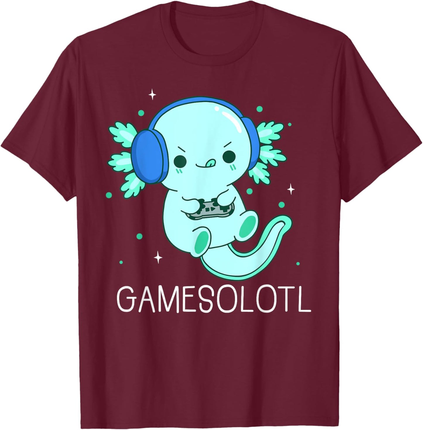 Kawaii Gamesolotl Axolotl Gamer Anime Gifts Boys Girls T-Shirt - T-Shirt | Maroon