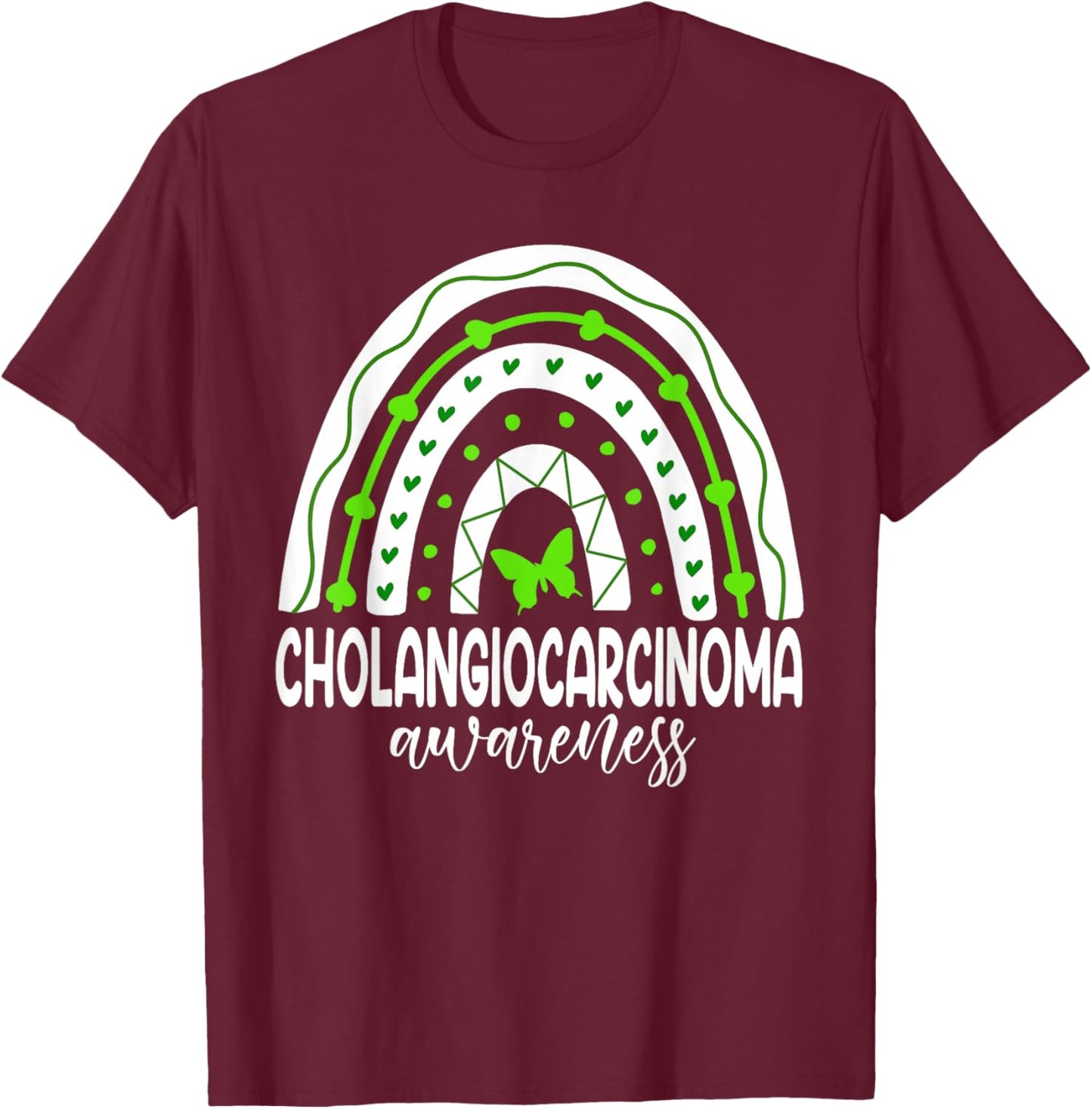 We wear Green Rainbow For Cholangiocarcinoma Awareness T-Shirt - T-Shirt | Maroon