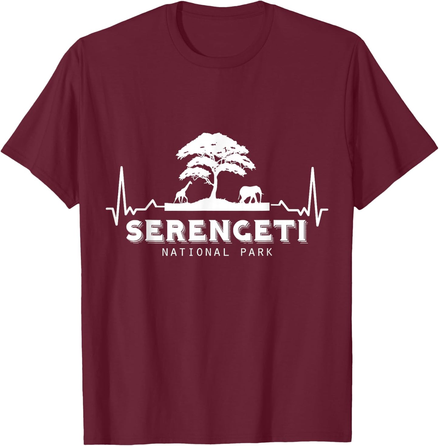 Serengeti National Park Tanzania Africa Safari Big five T-Shirt - T-Shirt | Maroon