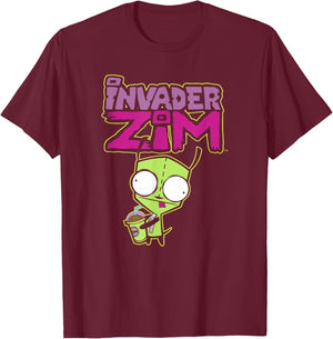 Invader Zim G.I.R Milkshake Foodie Dog Logo T-Shirt - T-Shirt | Maroon