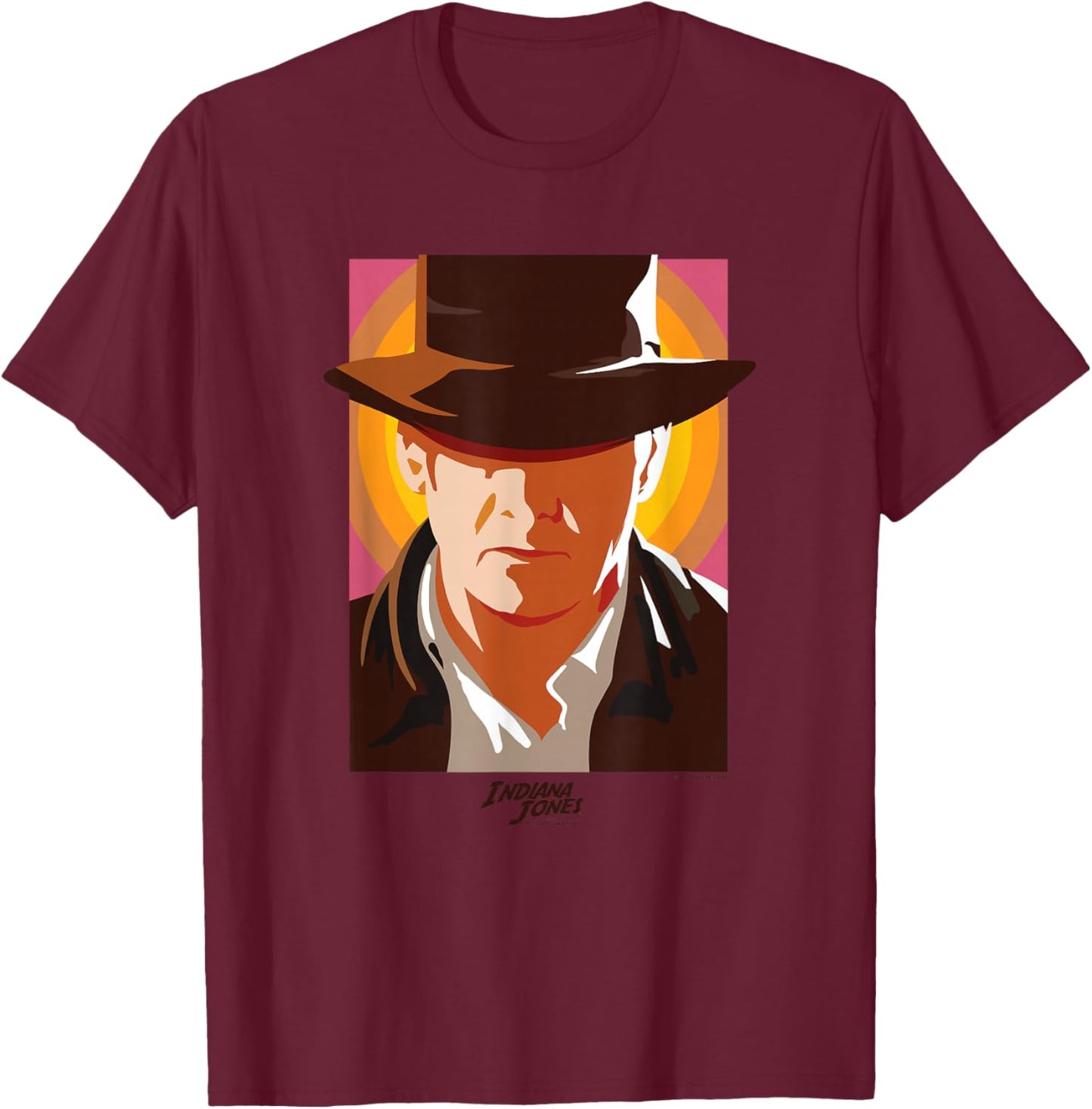 Indiana Jones and The Dial of Destiny Big Face Portrait T-Shirt - T-Shirt | Maroon