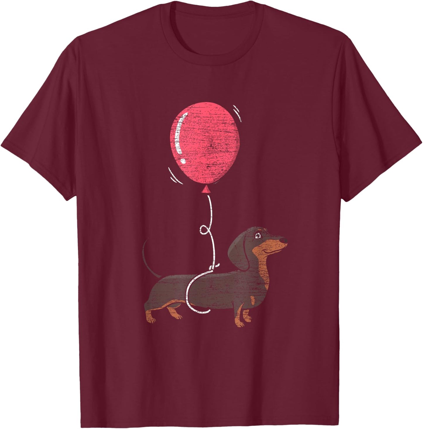 Balloon Dachshund T-Shirt - T-Shirt | Maroon