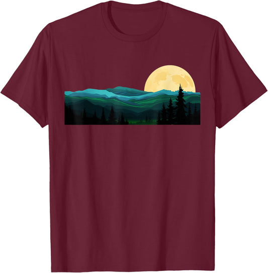 Nature Mountains Adventure Outdoor Wildlife Forest Trees T-Shirt - T-Shirt | Maroon