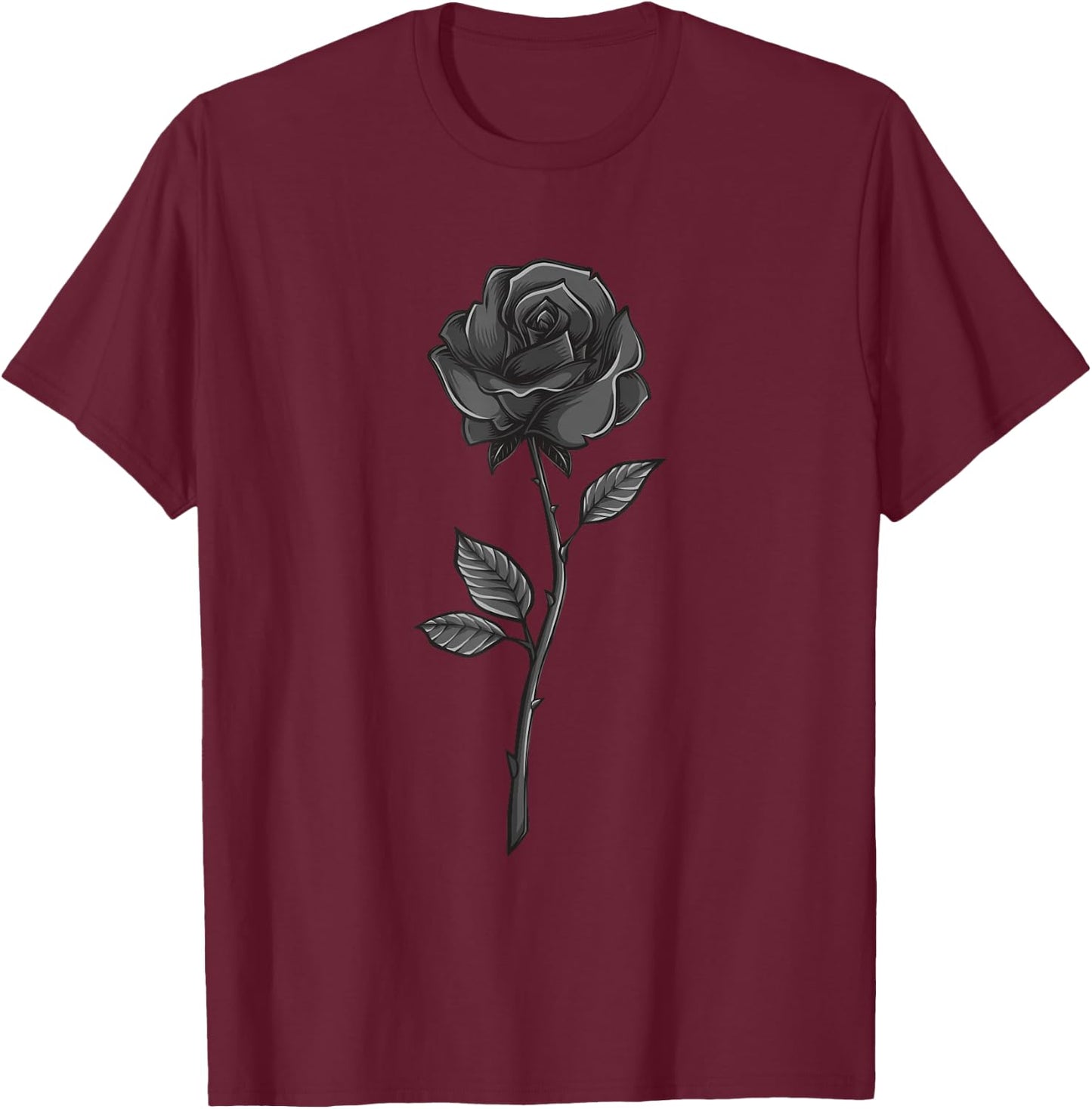 Goth Floral Black Rose Flower Lover T-Shirt - T-Shirt | Maroon
