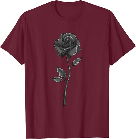 Goth Floral Black Rose Flower Lover T-Shirt - T-Shirt | Maroon