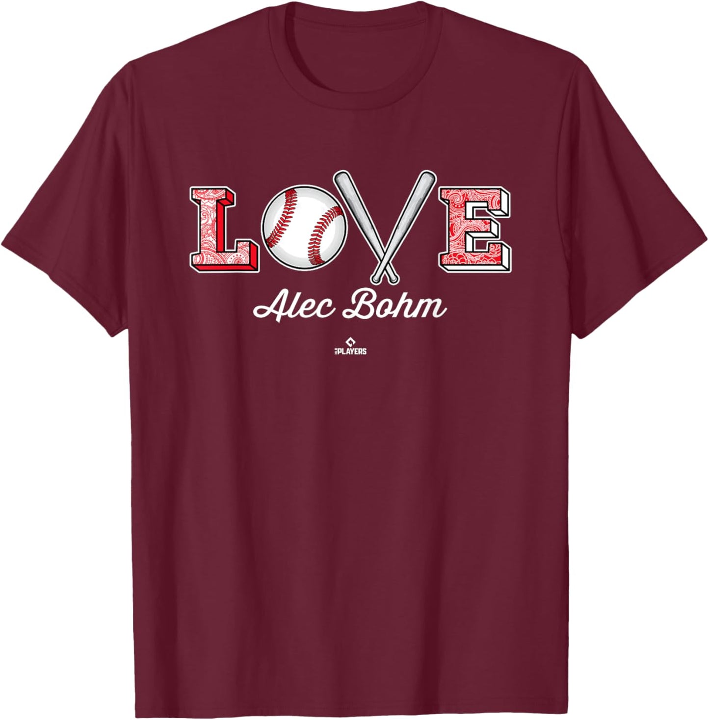 Love Alec Bohm Philadelphia MLBPA T-Shirt - T-Shirt | Maroon