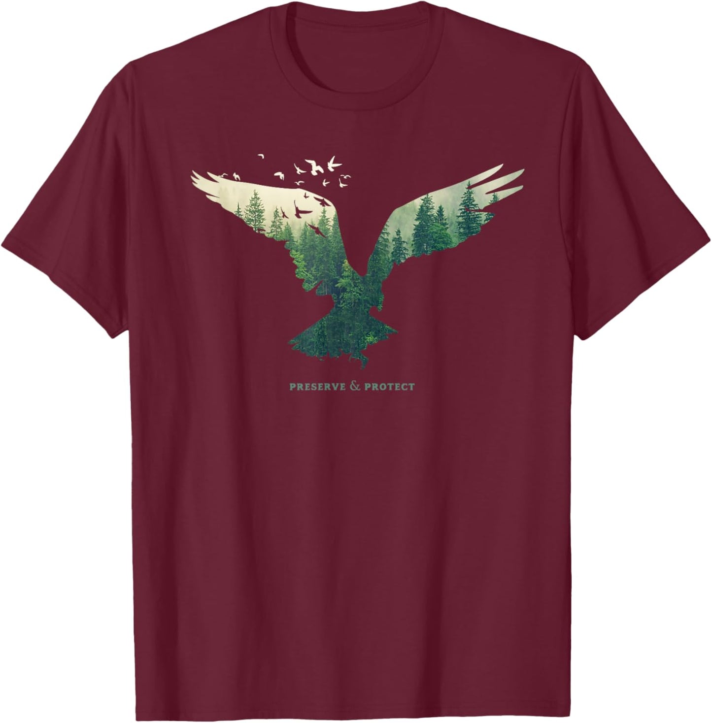 Preserve & Protect Vintage National Park Eagle Bird T-Shirt - T-Shirt | Maroon
