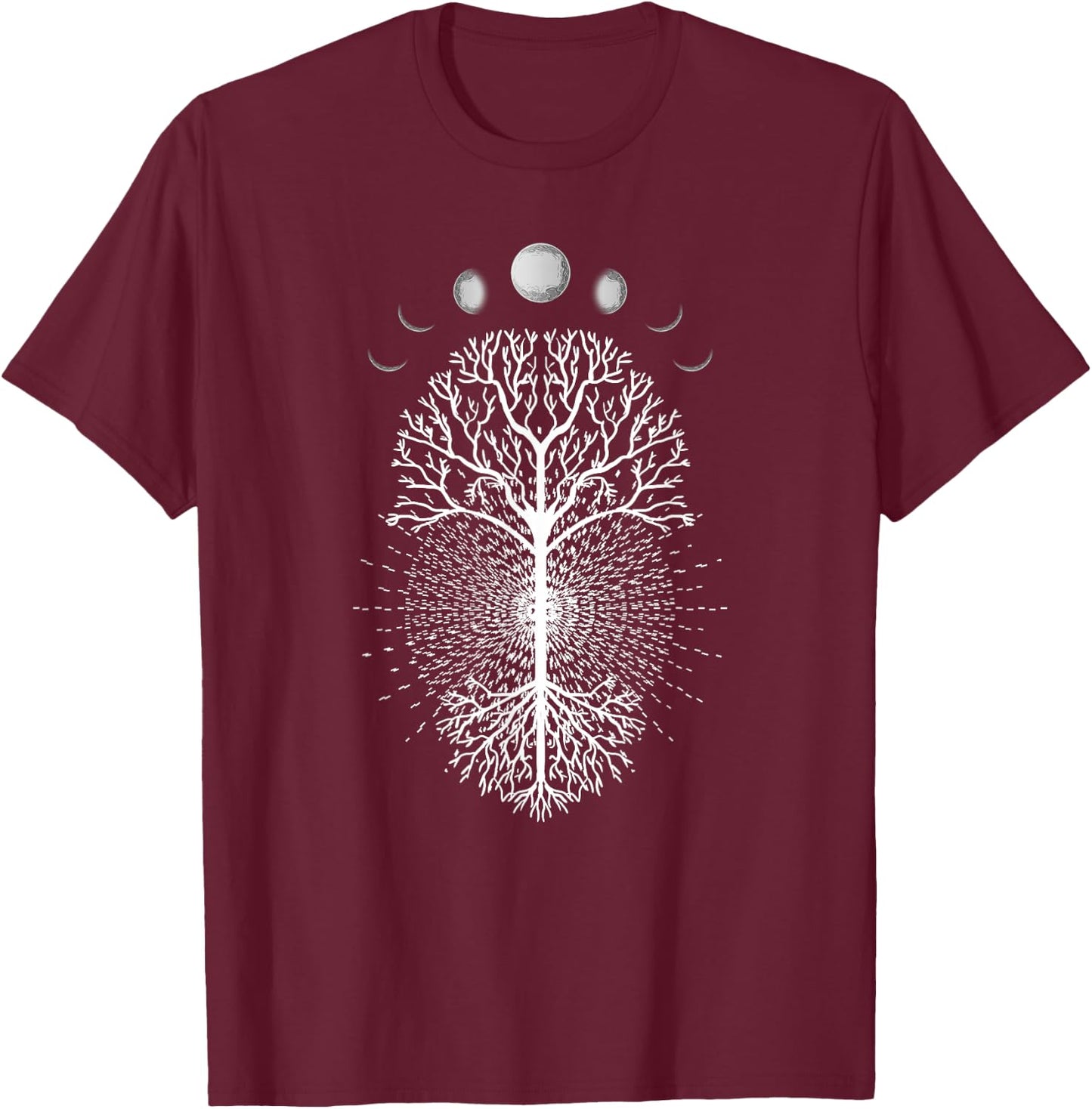 Tree Of Life Moons Phases Cool Meditation Yoga Lover Gift T-Shirt - T-Shirt | Maroon