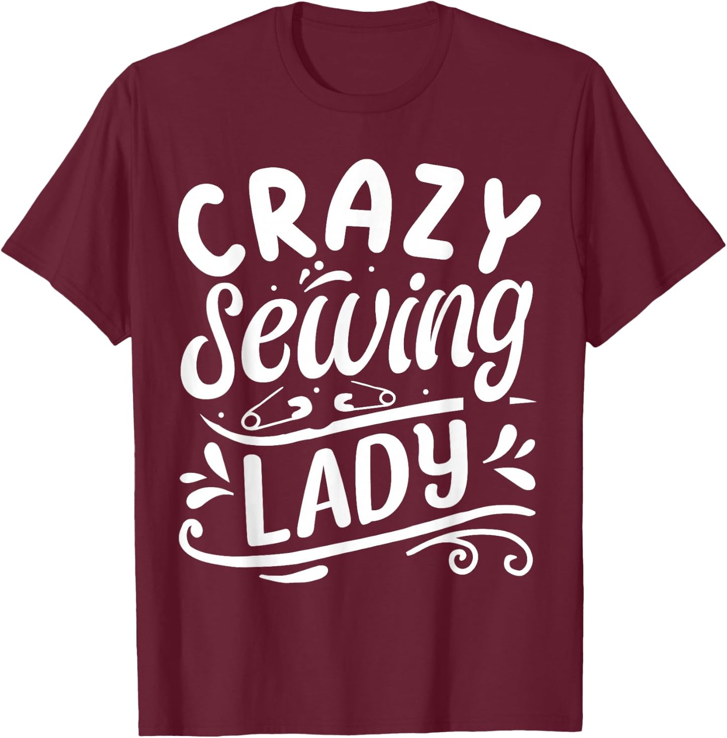 Crazy Sewing Lady T-Shirt - T-Shirt | Maroon