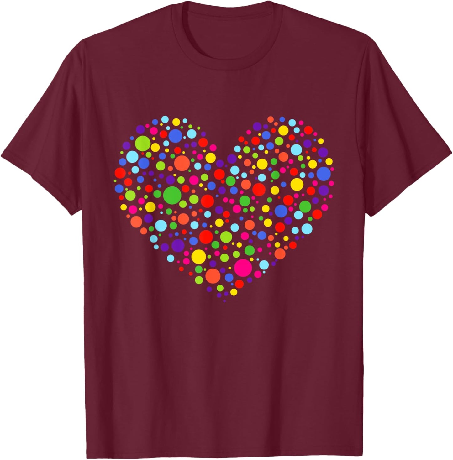 Happy Dot Day Heart Colorful Polka Dot Women Teen Girl Kids T-Shirt - T-Shirt | Maroon