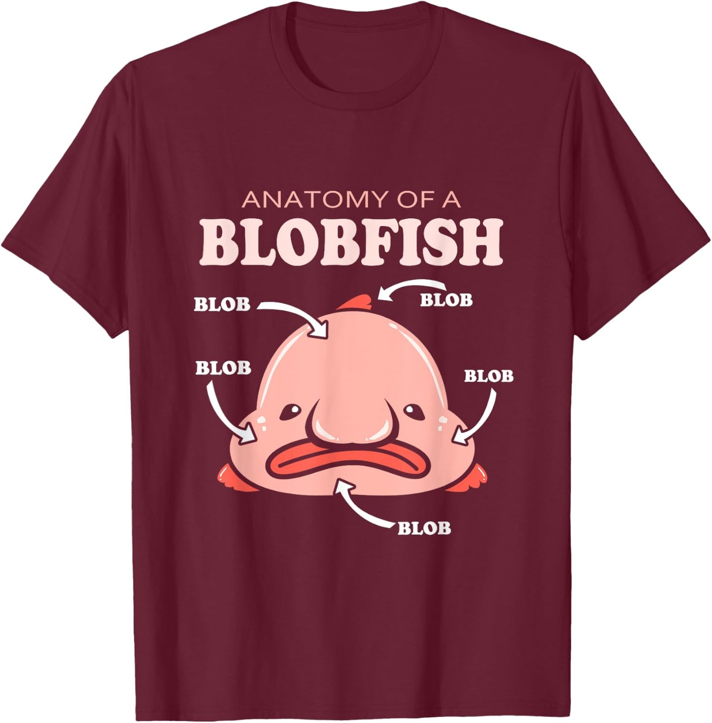 Anatomy Of A Blobfish T-Shirt - T-Shirt | Maroon