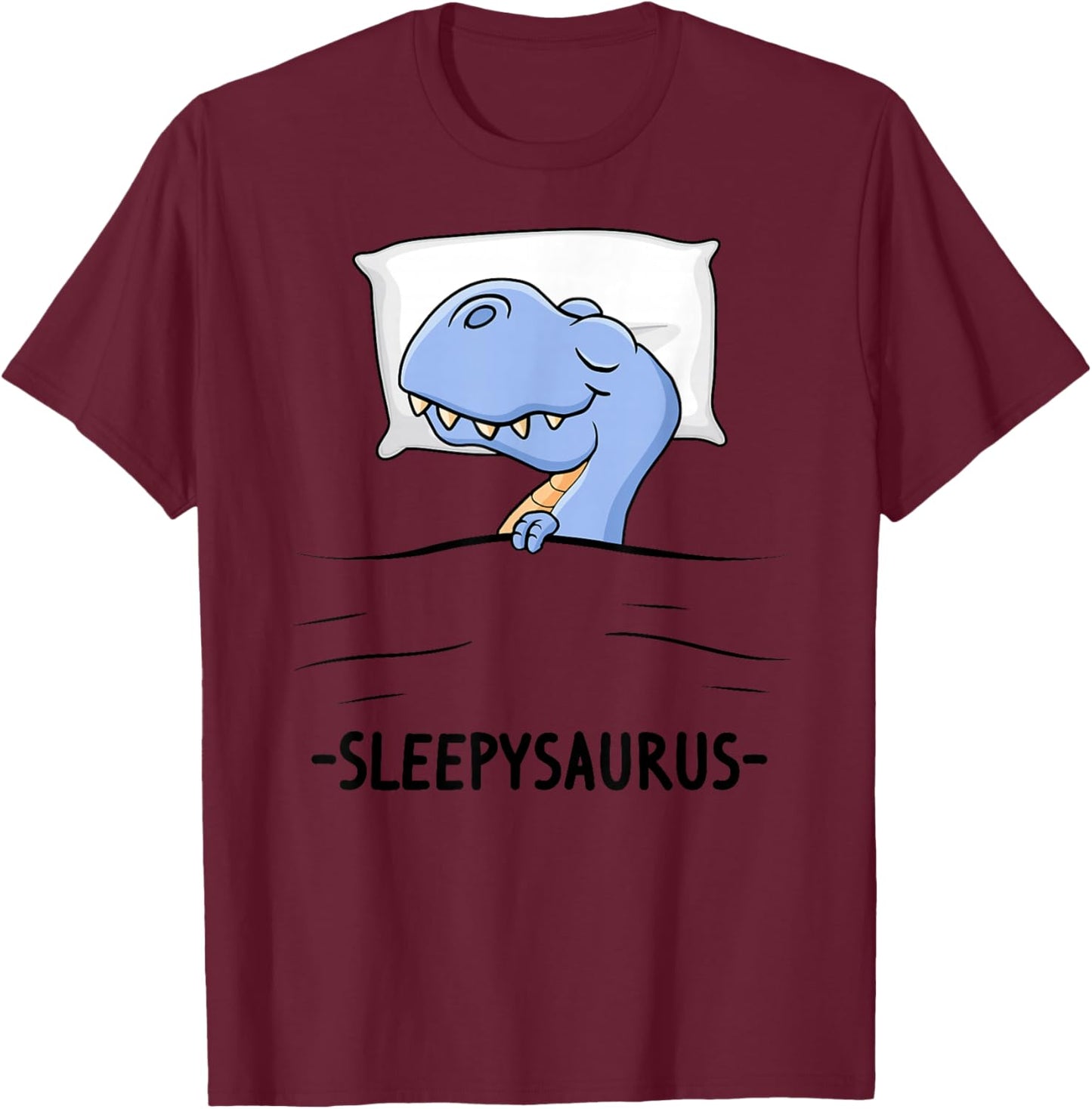 Lustig Dino Schlafoutfit schlafen Damen Pyjama Sleepysaurus Schlafshirt Schlafanzug Nachthemd Dinosaurier , Weiß, Klein, , Cartoon, Herbst, Winter T-Shirt - T-Shirt | Maroon