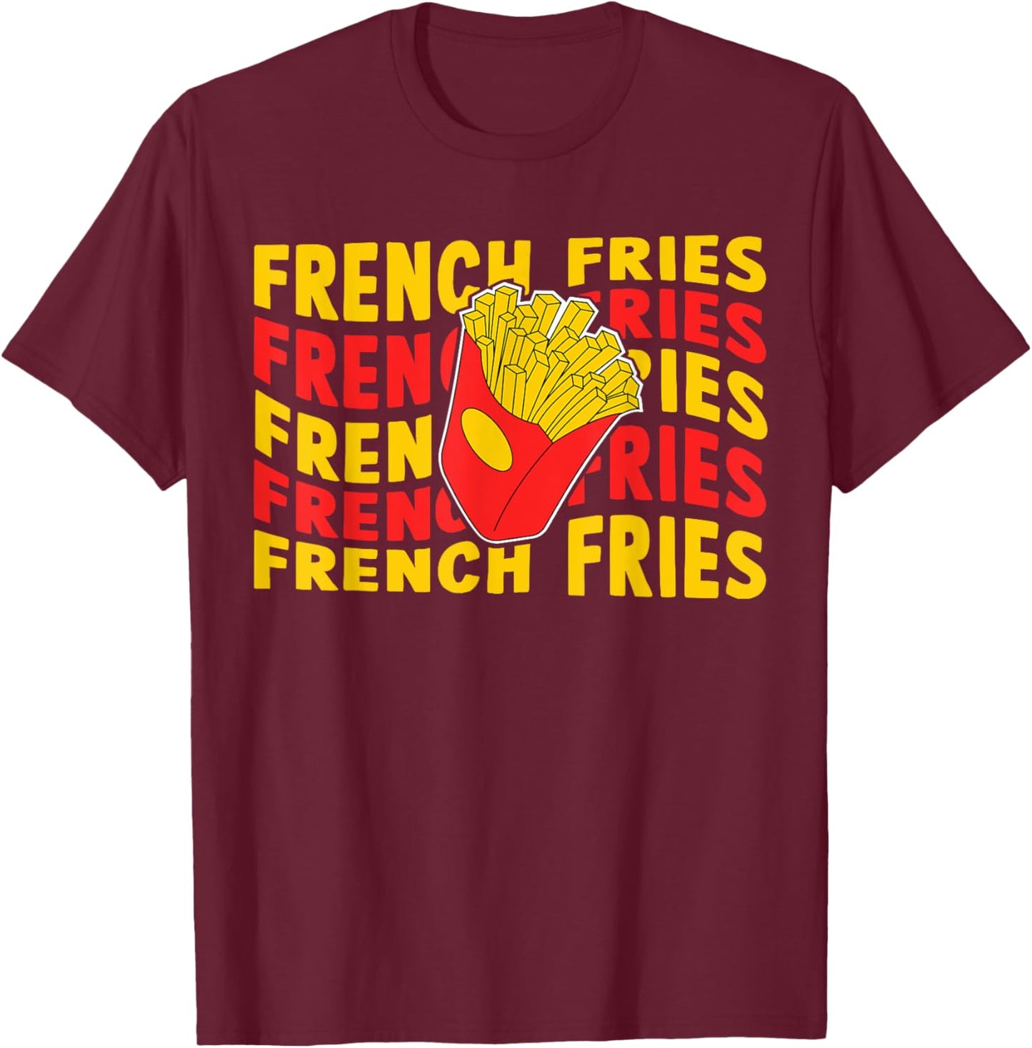 Retro Franch Fries For Kids Men Women French Fries Fryer T-Shirt - T-Shirt | Maroon