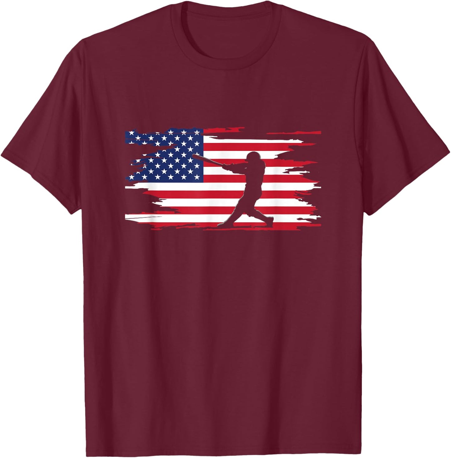 American Flag Baseball Apparel - Baseball T-Shirt - T-Shirt | Maroon