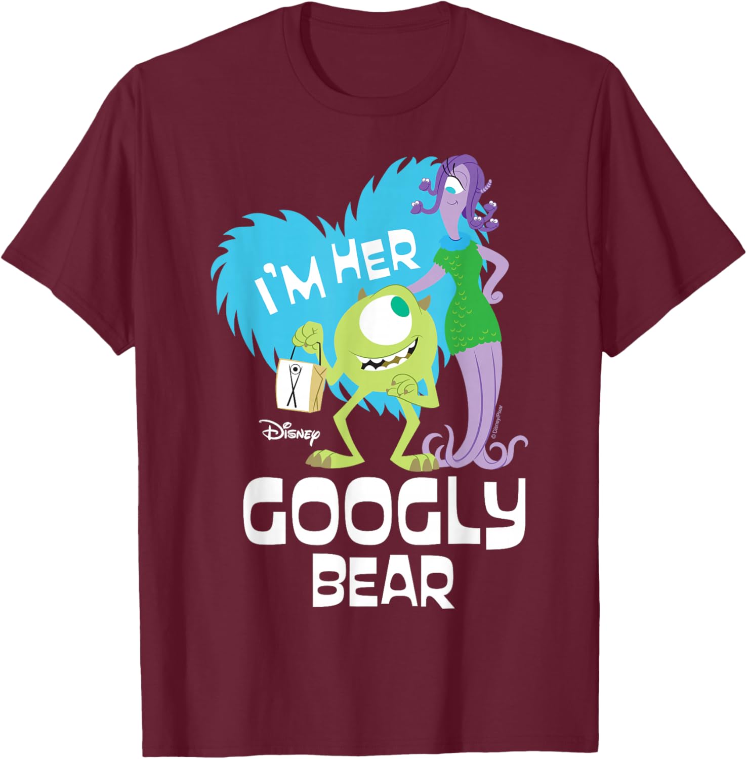 Disney Monsters Inc. - I'm Her Googly Bear T-Shirt - T-Shirt | Maroon