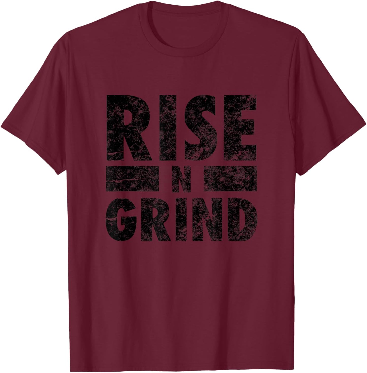 Gym Kiss Men's Grey Classic Fit Rise N Grind Workout , Small T-Shirt - T-Shirt | Maroon