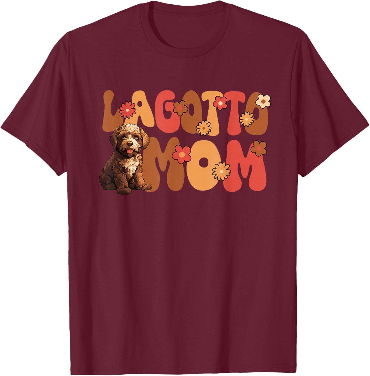 Lagotto Romagnolo Dog Groovy World's Best Lagotto Mom T-Shirt - T-Shirt | Maroon