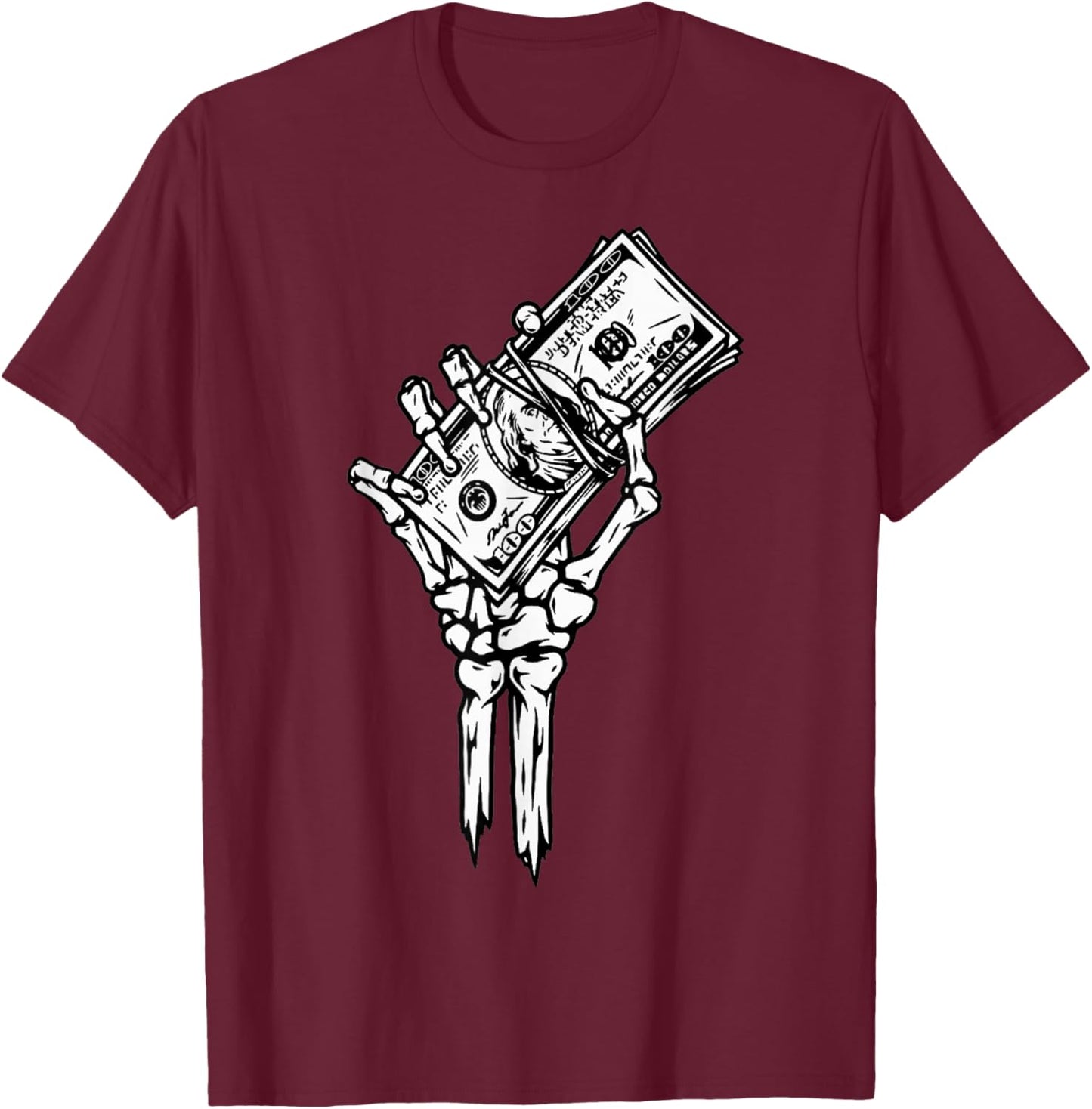 Death Grip Money Hand T-Shirt - T-Shirt | Maroon