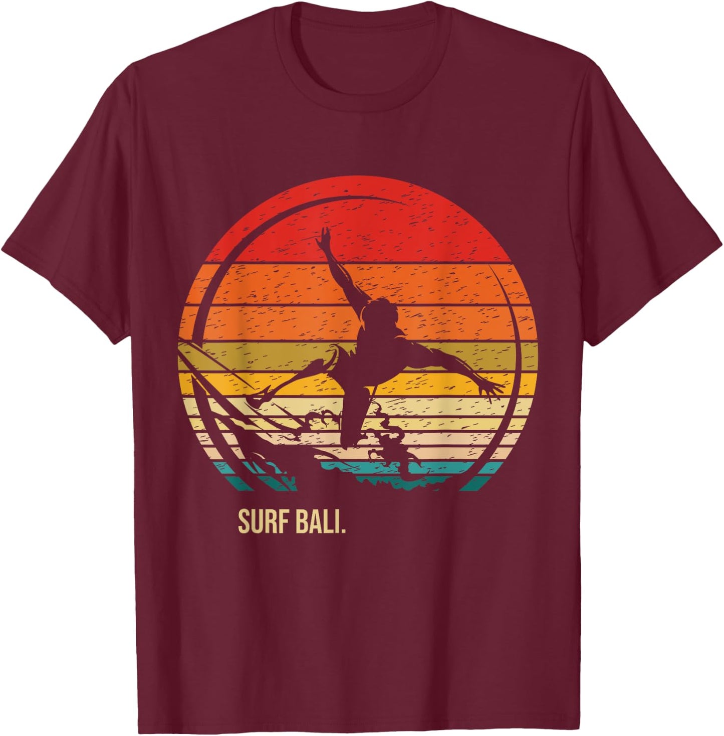 Vintage Surf Bali Retro Surfer Surfing T-Shirt - T-Shirt | Maroon